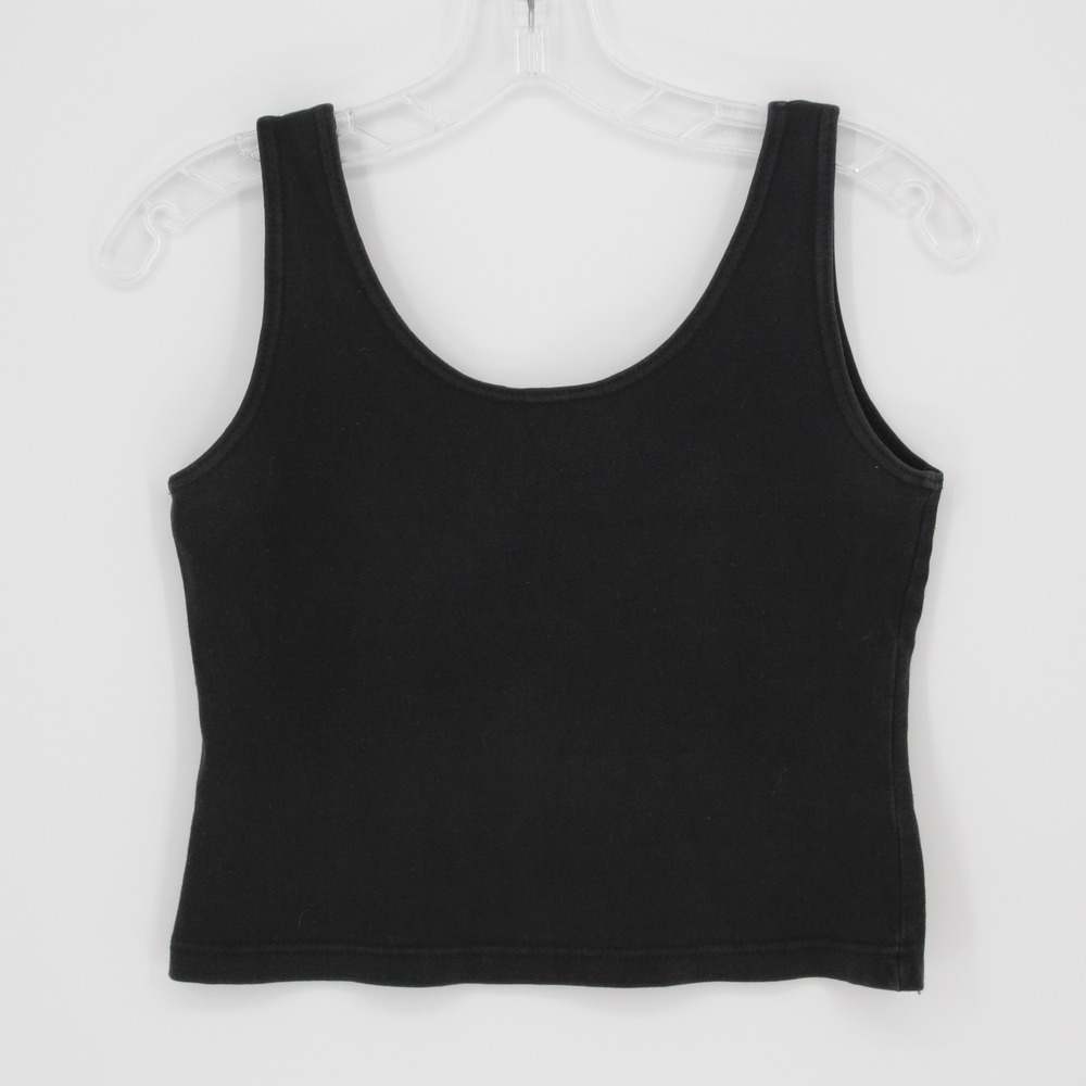 Miss Juli New York Women's Black Scoop Neck Sleeveless Crop Tank Top Size L